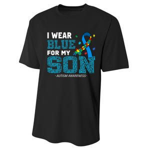 I Wear Blue For My Son Autism Awareness Month Performance Sprint T-Shirt