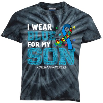 I Wear Blue For My Son Autism Awareness Month Kids Tie-Dye T-Shirt