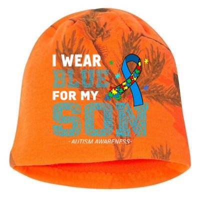 I Wear Blue For My Son Autism Awareness Month Kati - Camo Knit Beanie