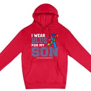 I Wear Blue For My Son Autism Awareness Month Premium Pullover Hoodie