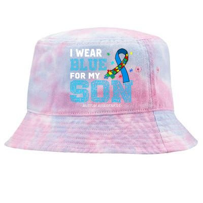 I Wear Blue For My Son Autism Awareness Month Tie-Dyed Bucket Hat