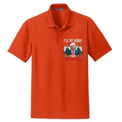 I Will Be Home For Christmas Funny Trump Dry Zone Grid Polo