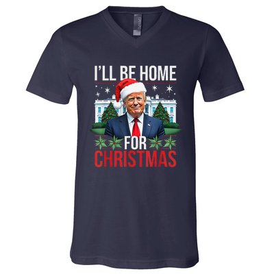 I Will Be Home For Christmas Funny Trump V-Neck T-Shirt