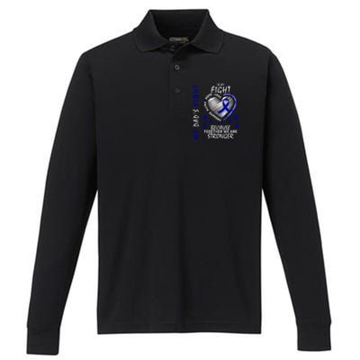 I Wear Blue For Father My Dad's Fight Colon Cancer Awareness Meaningful Gift Performance Long Sleeve Polo