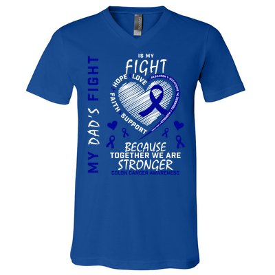 I Wear Blue For Father My Dad's Fight Colon Cancer Awareness Meaningful Gift V-Neck T-Shirt