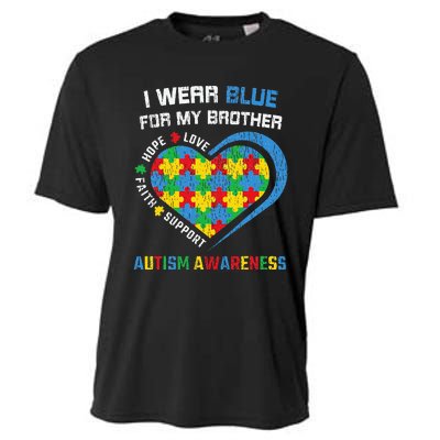 I Wear Blue For My Brother Autistic Autism Awareness Sister Cooling Performance Crew T-Shirt