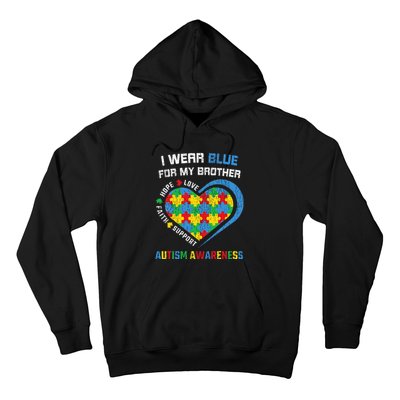 I Wear Blue For My Brother Autistic Autism Awareness Sister Hoodie