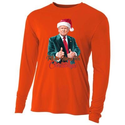 I Will Be Home For Christmas Trump Santa Xmas 2024 Funny Gift Cooling Performance Long Sleeve Crew