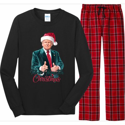 I Will Be Home For Christmas Trump Santa Xmas 2024 Funny Gift Long Sleeve Pajama Set