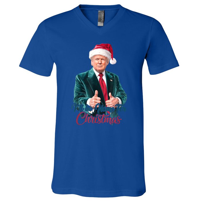 I Will Be Home For Christmas Trump Santa Xmas 2024 Funny Gift V-Neck T-Shirt