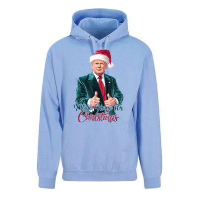 I Will Be Home For Christmas Trump Santa Xmas 2024 Funny Gift Unisex Surf Hoodie