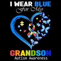 I Wear Blue For My Grandson Autism Awareness Heart Ribbon Gift Cooling Performance Crew T-Shirt