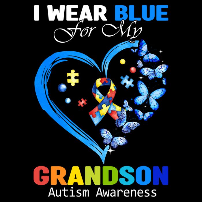 I Wear Blue For My Grandson Autism Awareness Heart Ribbon Gift Cooling Performance Crew T-Shirt