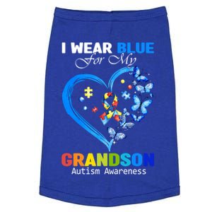 I Wear Blue For My Grandson Autism Awareness Heart Ribbon Gift Doggie Tank