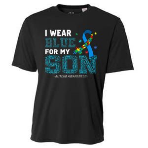 I Wear Blue For My Son Autism Awareness Month Mom Dad Cooling Performance Crew T-Shirt