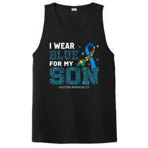 I Wear Blue For My Son Autism Awareness Month Mom Dad PosiCharge Competitor Tank