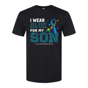 I Wear Blue For My Son Autism Awareness Month Mom Dad Softstyle CVC T-Shirt