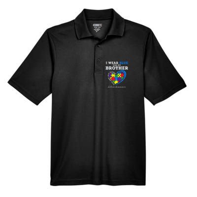 I Wear Blue For My Brother Autism Awareness Sister Men's Origin Performance Pique Polo