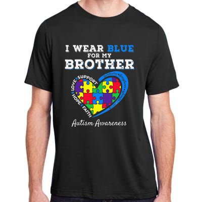 I Wear Blue For My Brother Autism Awareness Sister Adult ChromaSoft Performance T-Shirt