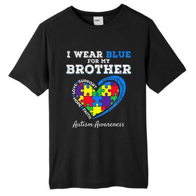 I Wear Blue For My Brother Autism Awareness Sister Tall Fusion ChromaSoft Performance T-Shirt