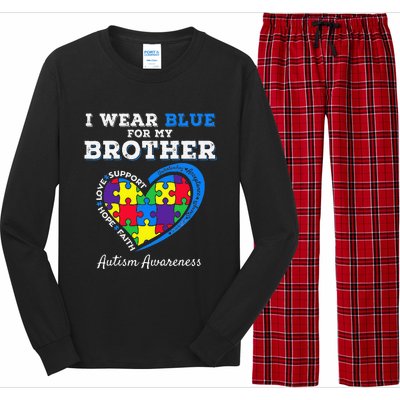 I Wear Blue For My Brother Autism Awareness Sister Long Sleeve Pajama Set