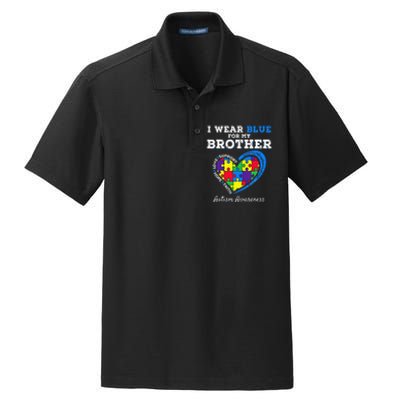 I Wear Blue For My Brother Autism Awareness Sister Dry Zone Grid Polo