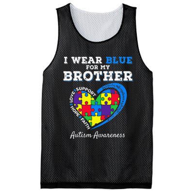 I Wear Blue For My Brother Autism Awareness Sister Mesh Reversible Basketball Jersey Tank