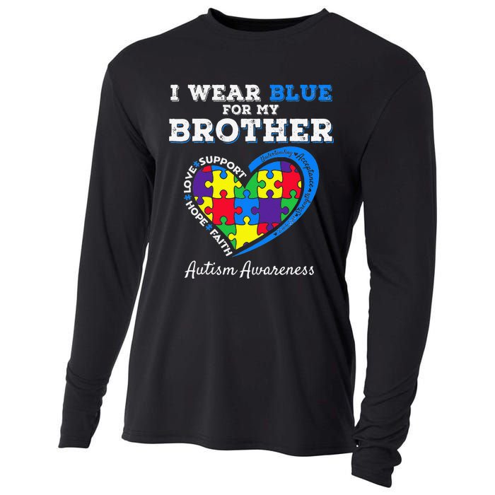 I Wear Blue For My Brother Autism Awareness Sister Cooling Performance Long Sleeve Crew