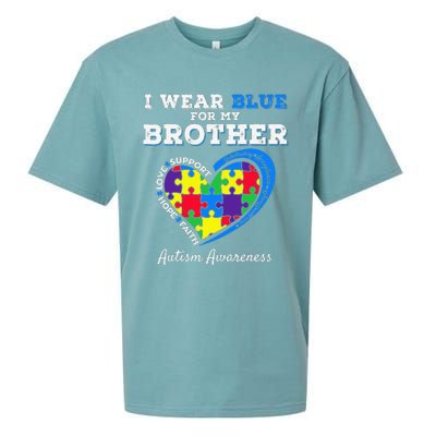 I Wear Blue For My Brother Autism Awareness Sister Sueded Cloud Jersey T-Shirt