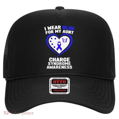 I Wear Blue For My Aunt Charge Syndrome Awareness High Crown Mesh Back Trucker Hat