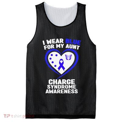 I Wear Blue For My Aunt Charge Syndrome Awareness Mesh Reversible Basketball Jersey Tank
