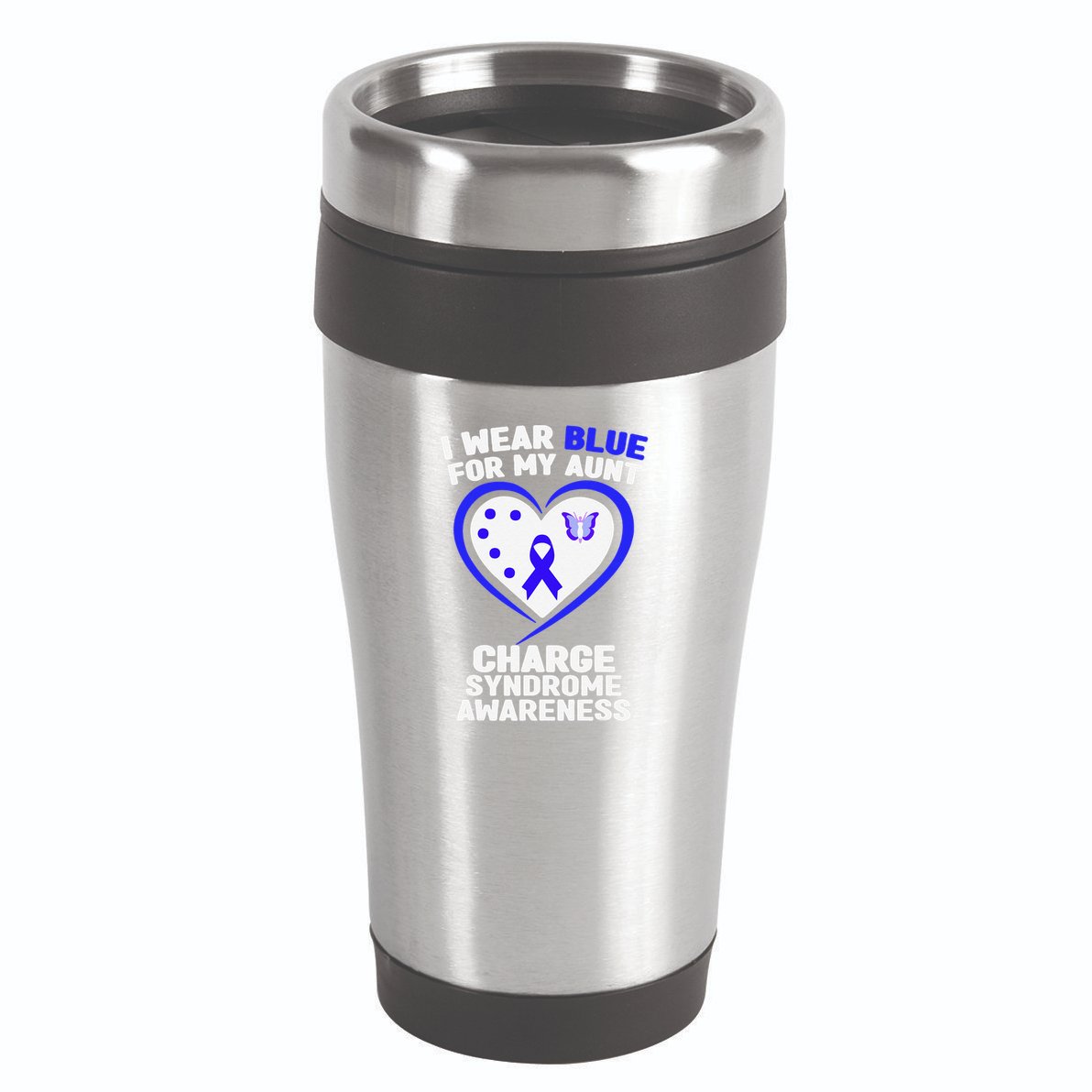 I Wear Blue For My Aunt Charge Syndrome Awareness 16oz Travel Tumbler