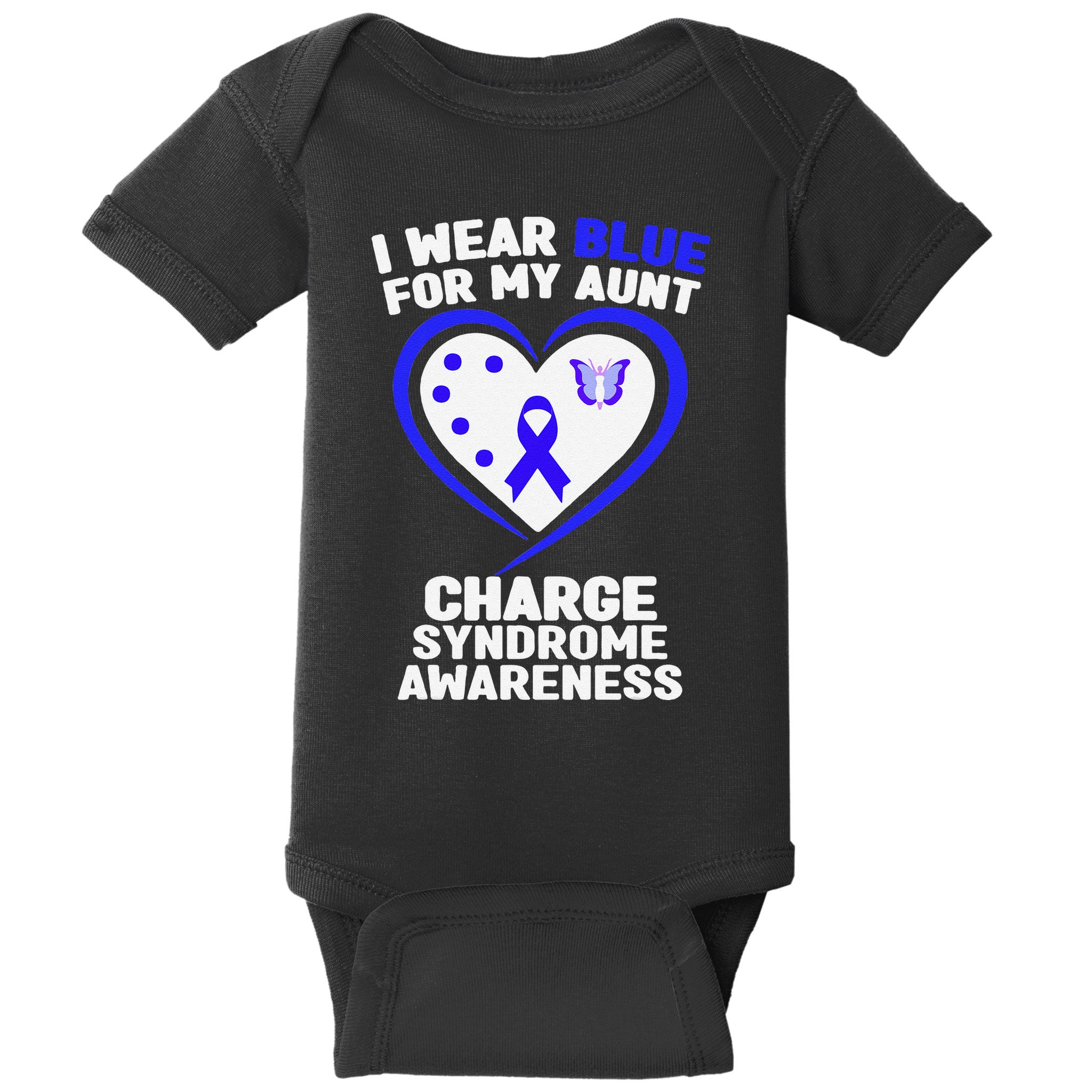 I Wear Blue For My Aunt Charge Syndrome Awareness Baby Bodysuit