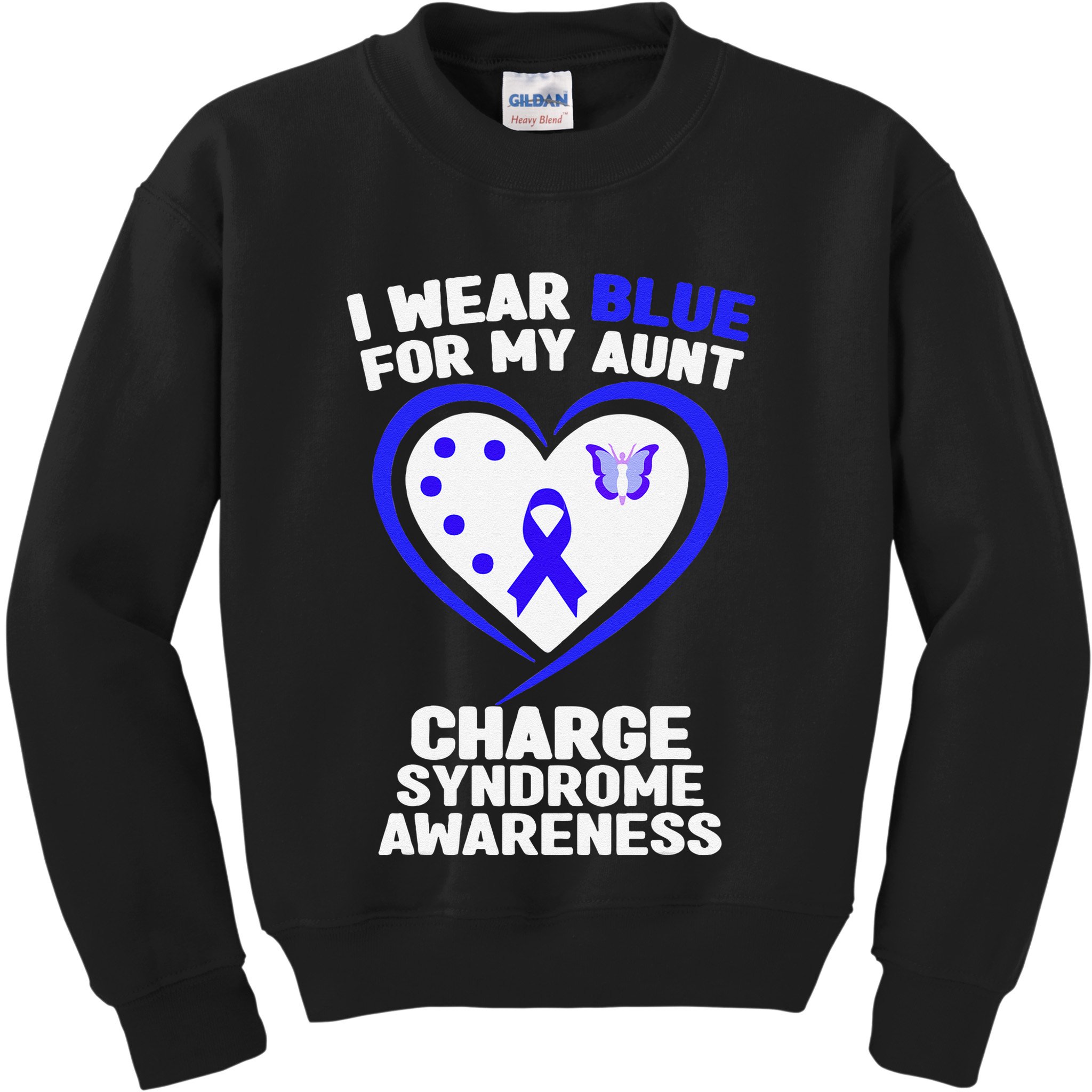 I Wear Blue For My Aunt Charge Syndrome Awareness Kids Sweatshirt