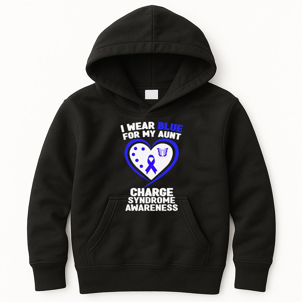 I Wear Blue For My Aunt Charge Syndrome Awareness Kids Hoodie