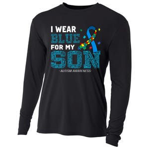 I Wear Blue For My Son Autism Awareness Month Cooling Performance Long Sleeve Crew