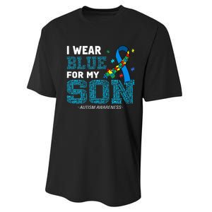 I Wear Blue For My Son Autism Awareness Month Performance Sprint T-Shirt