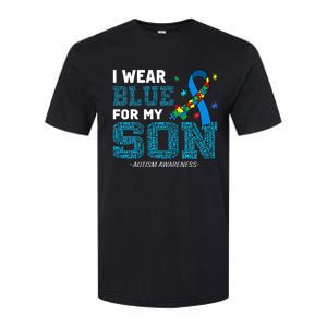 I Wear Blue For My Son Autism Awareness Month Softstyle CVC T-Shirt