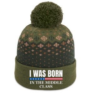 I Was Born In The Middle Class Trump 2024 Political Design The Baniff Cuffed Pom Beanie