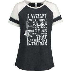 I Won't Be Lectured On Gun Control By An Administration Enza Ladies Jersey Colorblock Tee