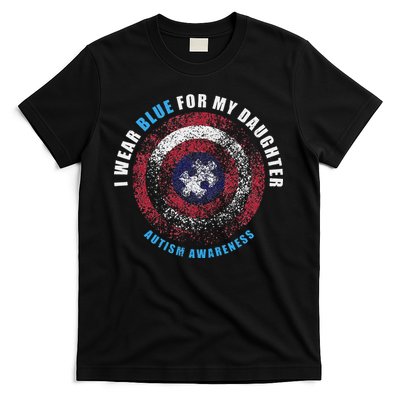 I Wear Blue For My Daughter Autism Awareness For Mom & Dad  T-Shirt