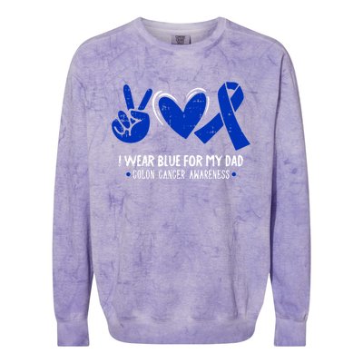 I Wear Blue For My Dad Colon Cancer Awareness Survivor Gift Colorblast Crewneck Sweatshirt