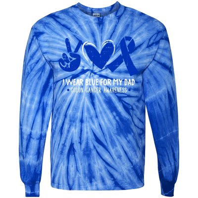 I Wear Blue For My Dad Colon Cancer Awareness Survivor Gift Tie-Dye Long Sleeve Shirt