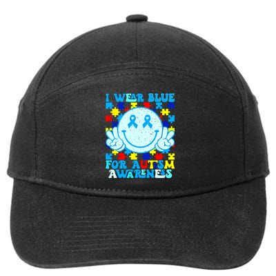 I Wear Blue For Autism Awareness Month Autism 7-Panel Snapback Hat