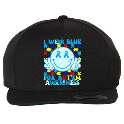 I Wear Blue For Autism Awareness Month Autism Wool Snapback Cap