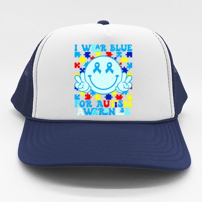 I Wear Blue For Autism Awareness Month Autism Trucker Hat