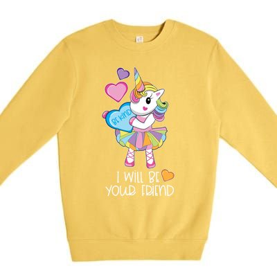 I Will Be Your Friend Unicorn Anti Bullying Back To School Gift Premium Crewneck Sweatshirt