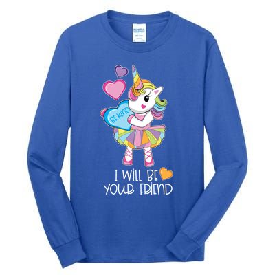 I Will Be Your Friend Unicorn Anti Bullying Back To School Gift Tall Long Sleeve T-Shirt