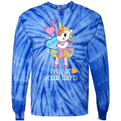 I Will Be Your Friend Unicorn Anti Bullying Back To School Gift Tie-Dye Long Sleeve Shirt