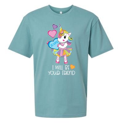 I Will Be Your Friend Unicorn Anti Bullying Back To School Gift Sueded Cloud Jersey T-Shirt